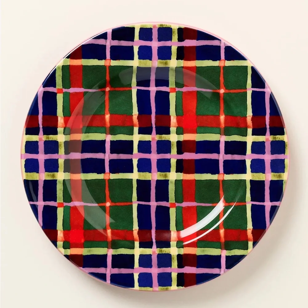 ❤️Tartan Plaid Stoneware Dessert Plate - NWT - Picture 11 of 12